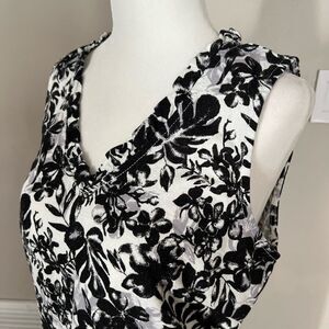 Briggs Women's Ruffle Trim V-Neck Linen Blend Sleeveless Side Pockets Dress